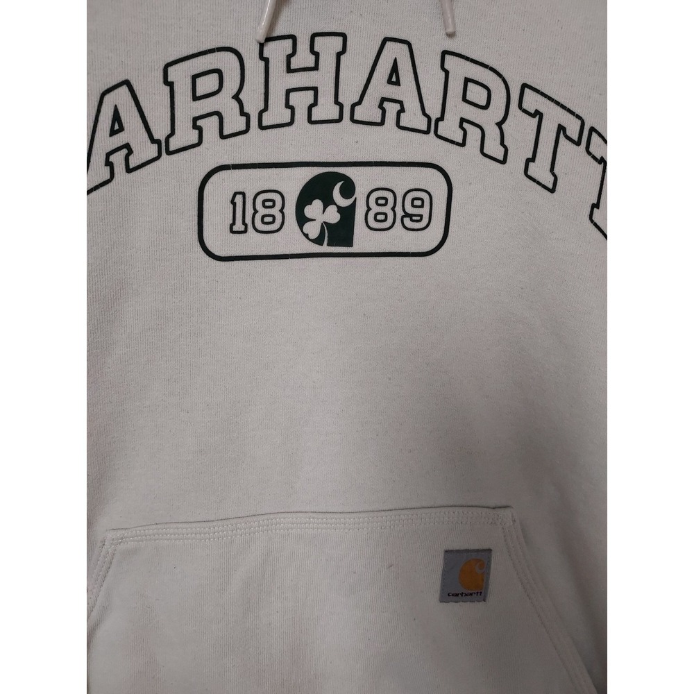 Carhartt Hoodie  Mens Medium Loose Fit Graphic Spellout Fleece Grunge Spots M - Picture 9 of 15